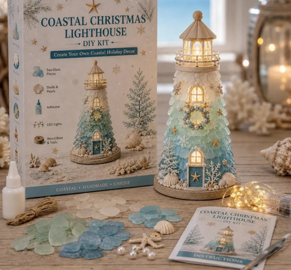 ⏳ Last Day 49% OFF – 🌊 Beginner-Friendly DIY Lighted Sea Glass-Style Lighthouse Kit Collection | Complete Kit with Sea Glass-Style Pieces, LED Lights & Step-by-Step Guide Included 💕