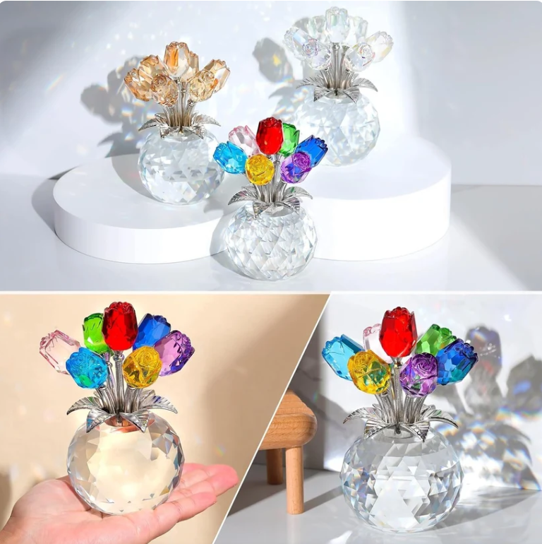 🔥Hot Sale 49% OFF💖💎Crystal Colorful Rose Flower Vase