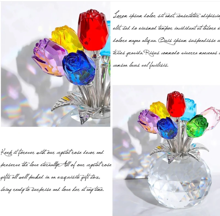 🔥Hot Sale 49% OFF💖💎Crystal Colorful Rose Flower Vase