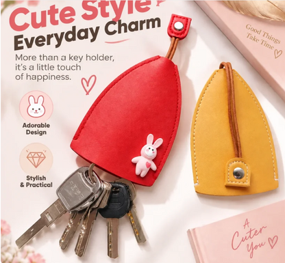 Cute Cartoon Pull-out Leather Car Key Pouch & Organizer 🐰✨