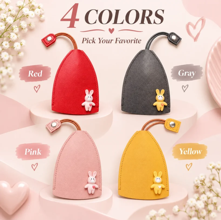Cute Cartoon Pull-out Leather Car Key Pouch & Organizer 🐰✨