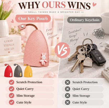 Cute Cartoon Pull-out Leather Car Key Pouch & Organizer 🐰✨