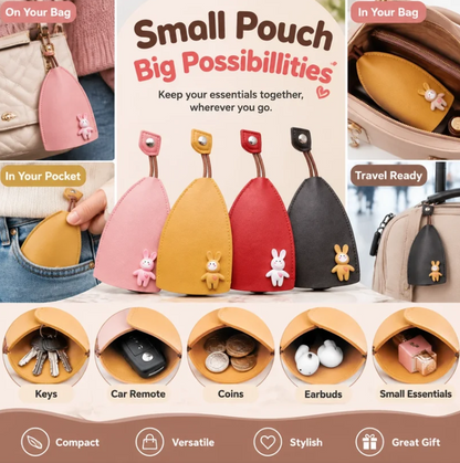 Cute Cartoon Pull-out Leather Car Key Pouch & Organizer 🐰✨