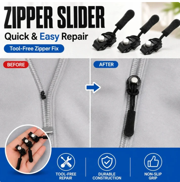 Zip Rescue Kit 🔧 15-Piece Universal Instant Zipper Fix in 3 Sizes