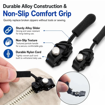 Zip Rescue Kit 🔧 15-Piece Universal Instant Zipper Fix in 3 Sizes