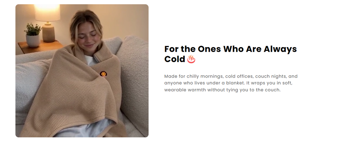 Wearable Heated Shawl 3 Heat Levels Portable Thermal Wrap