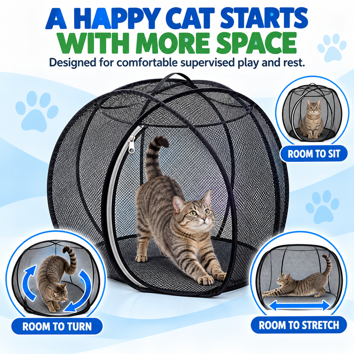 🐱🌿 Pop-up Mesh Playpen