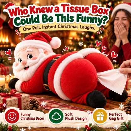 🎅 Funny Santa Butt Tissue Box - Cheeky Christmas Decor & Gag Gift
