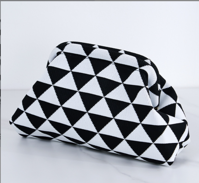 Bolso cruzado en nube a rayas y lunares de diamantes para mujer – Bolso ligero con cierre de clip para el estilo de cada día 👜