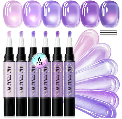💅 6PCS One-Step Gel Nail Art Pen Set – Salon Beauty at Home