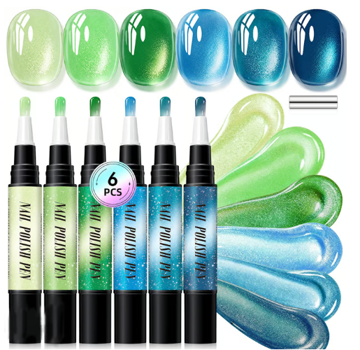 💅 6PCS One-Step Gel Nail Art Pen Set – Salon Beauty at Home