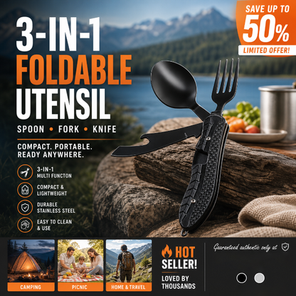 🎉🎉Surprise 50% off！🏕️Must-have for outdoor trips 🍴🥄4-In-1 Outdoor Folding Multifunctional Tableware