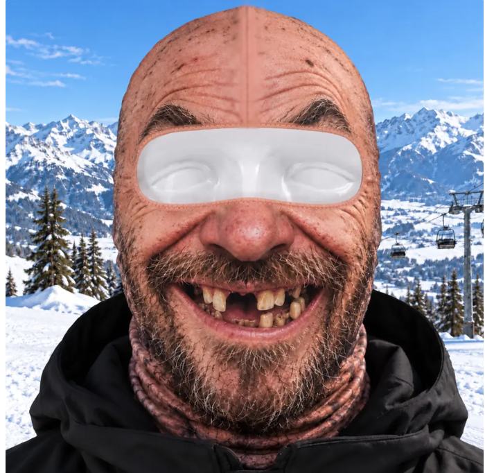 🤣 Funny Realistic Face Mask – Full Coverage Balaclava for Skiing, Snowboarding & Winter Fun