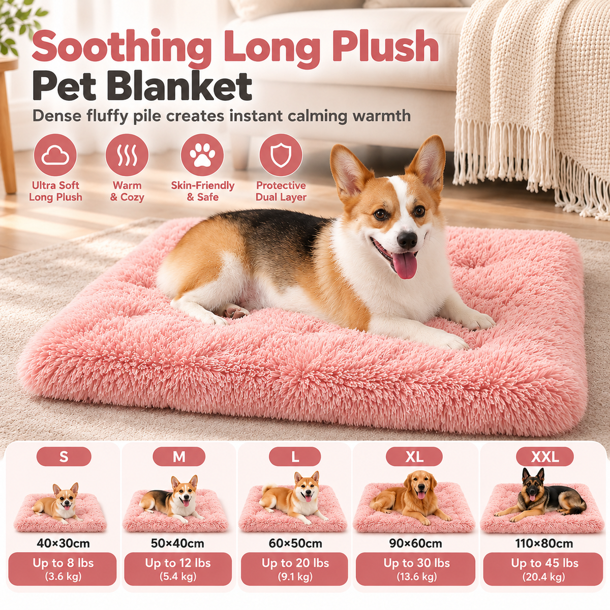 Soft Plush Double Layer Pet Blanket for Dogs and Cats