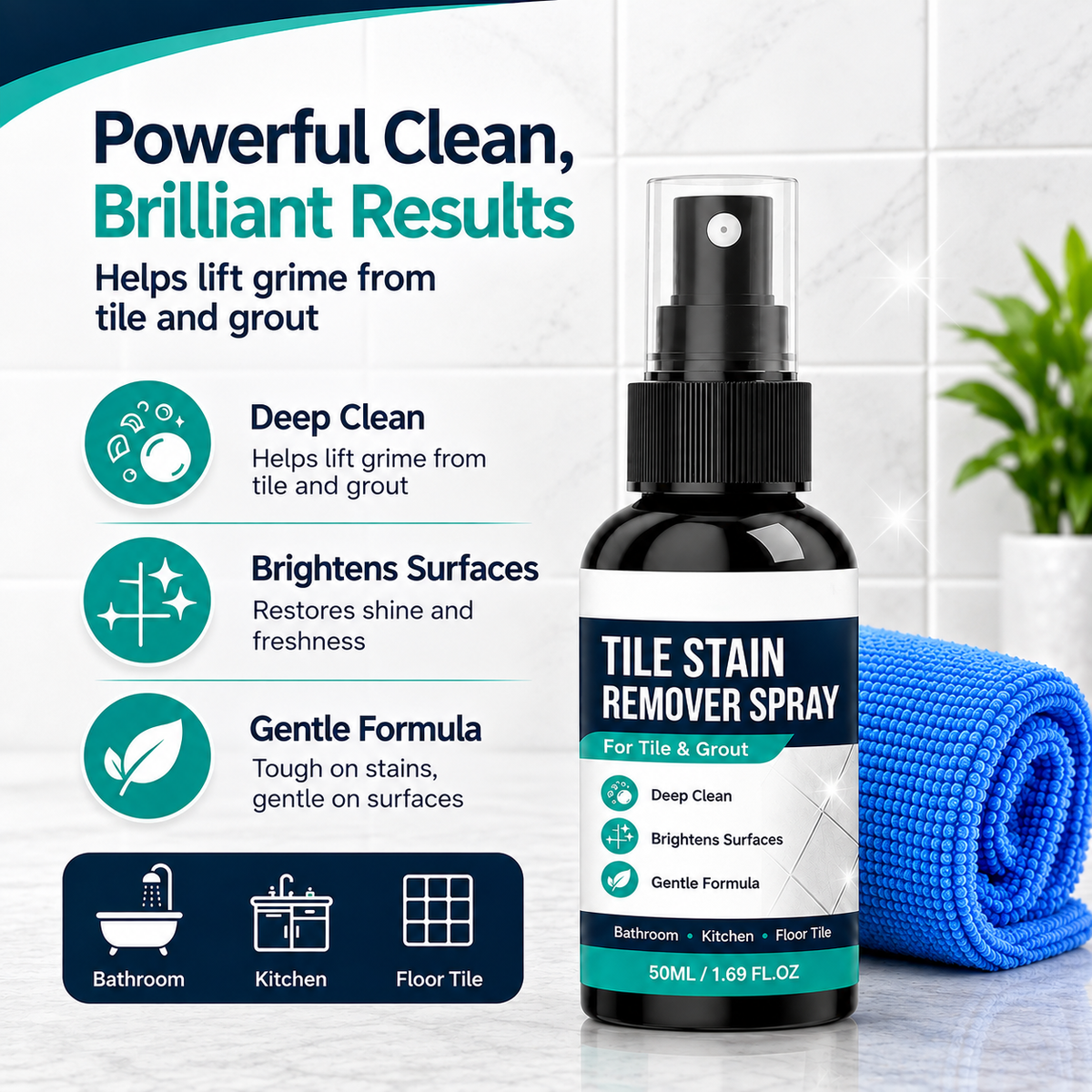 🧼🎯Grout Cleaning Spray – Easy Care for Tile Lines & Damp-Area Stains