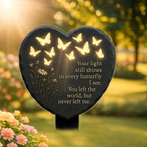 🦋💖 Unique Butterfly Heart-Shaped Floral Acrylic Outdoor Memorial Plaque