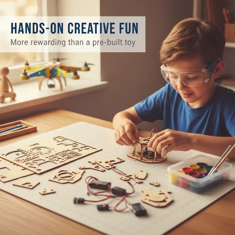Kit de construcción de dron de madera DIY para niños