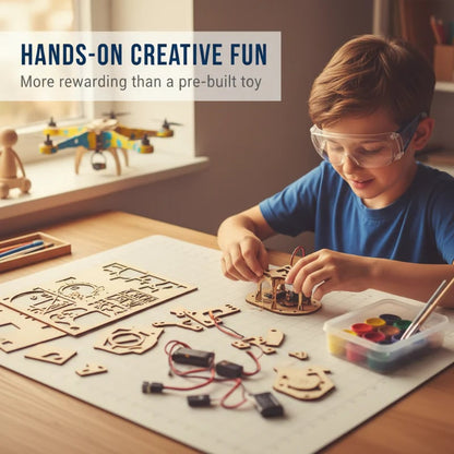 Kit de construcción de dron de madera DIY para niños