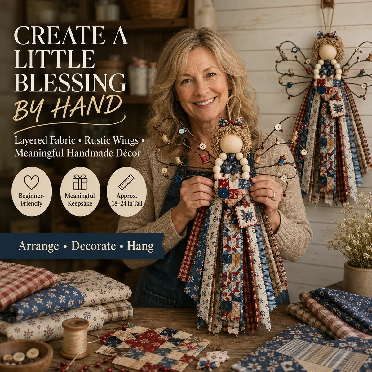 🔥This Week 50% OFF - Angel Fabric Hanging DIY Kit - Stitch a Little Blessing That Stays Forever