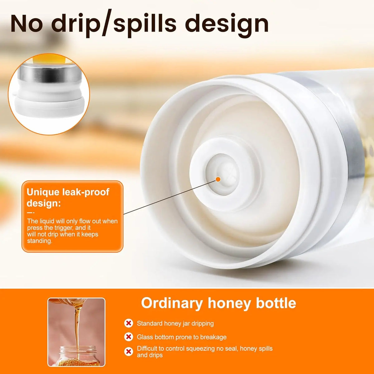 🍯12oz No-Drip Glass Honey & Syrup Dispenser – Mess-Free, Easy Pour & Perfect for Kitchen & Breakfast  ✨ 🍽️