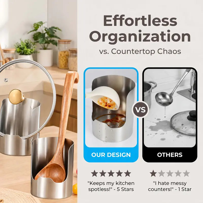 🔥50% OFF🍳 Thickened Stainless Steel Utensil Organizer, Rust Resistant Easy to Clean