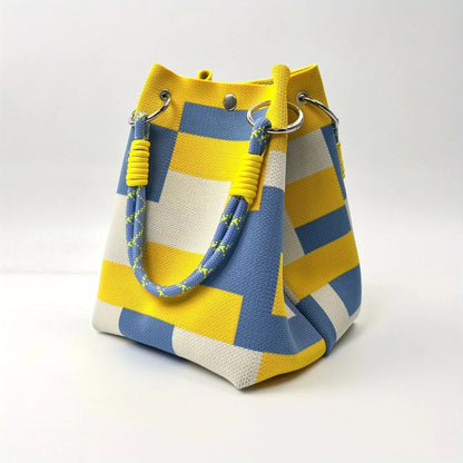 👜🏅Boho Woven Polyester Bucket Bag