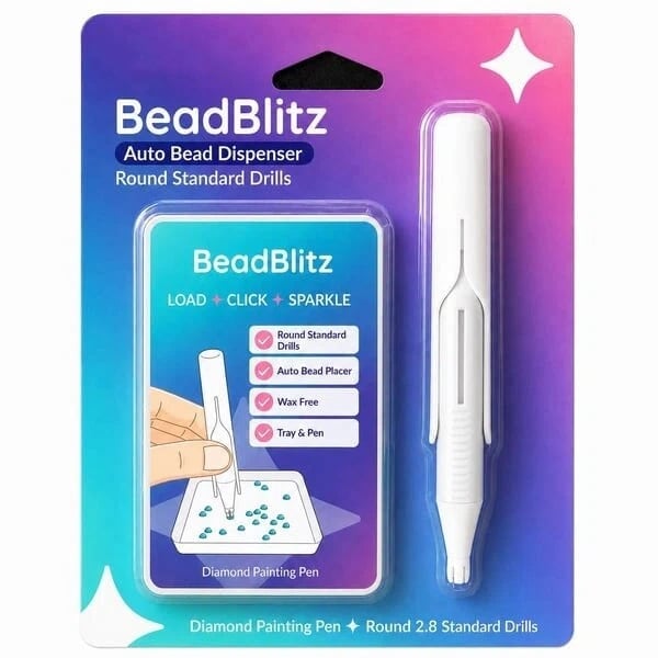 🔥💎 Automatic Diamond Painting Bead dispenser | Wax-Free Round Drill Pen for Faster, Easier Crafting ✨
