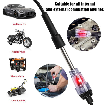 Inline Spark Plug Tester – Engine Ignition Diagnostic Tool for Cars, Motorcycles & Lawn Mowers 🚗⚡