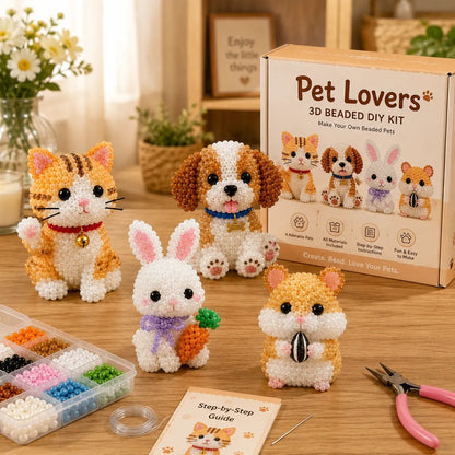 🔥🧵✨ Kit DIY de Animales con Cuentas 3D Pequeños (Producto sin terminar)