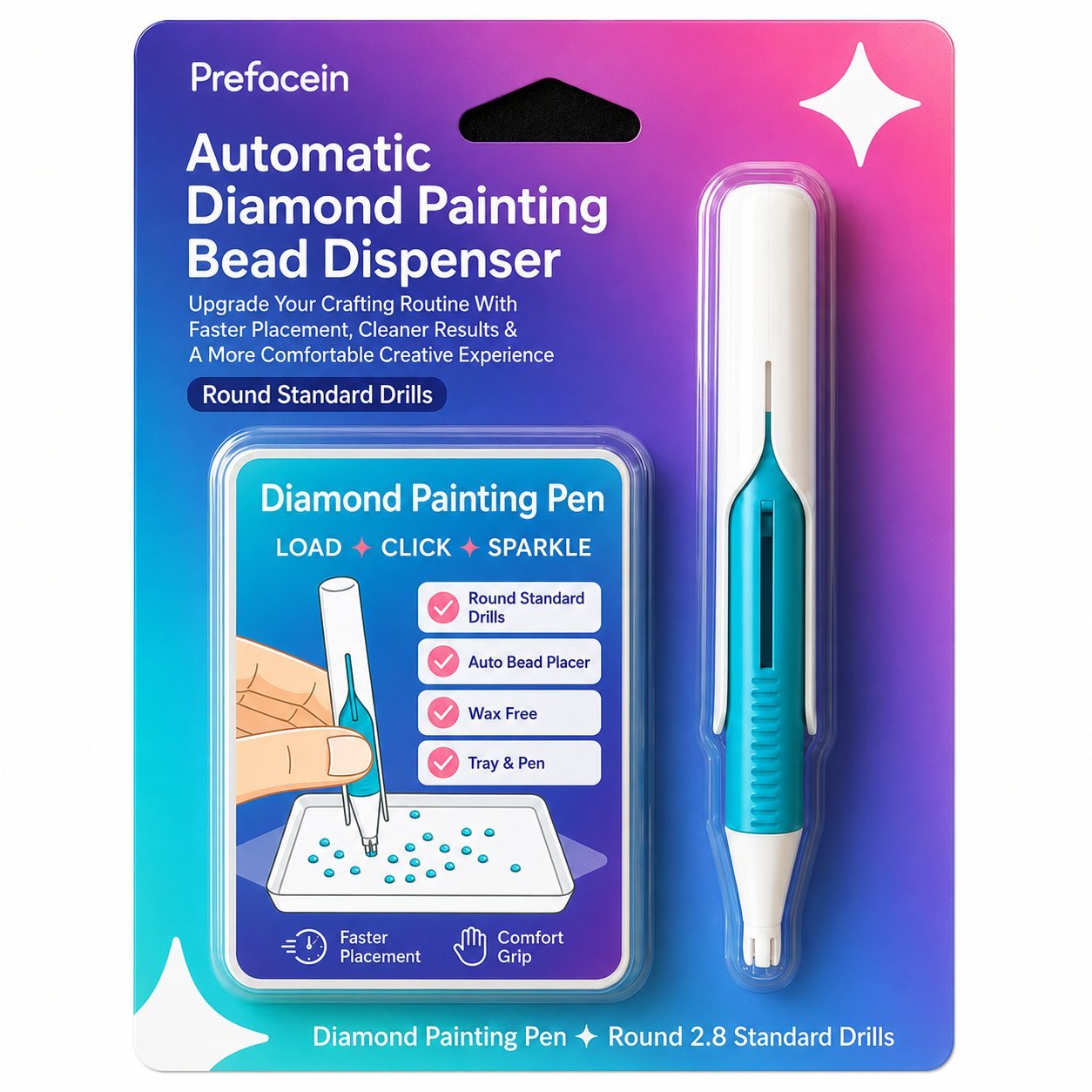 🔥💎 Automatic Diamond Painting Bead dispenser | Wax-Free Round Drill Pen for Faster, Easier Crafting ✨