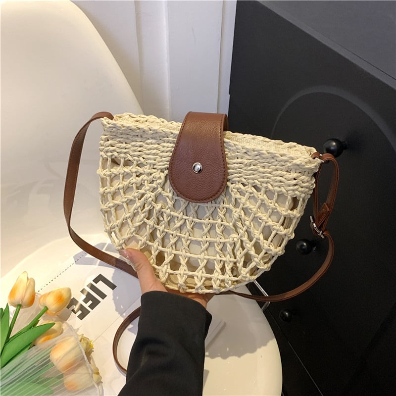 🔥49% OFF✨Women's Boho Semicircular Shape Hollow out Straw Bag
