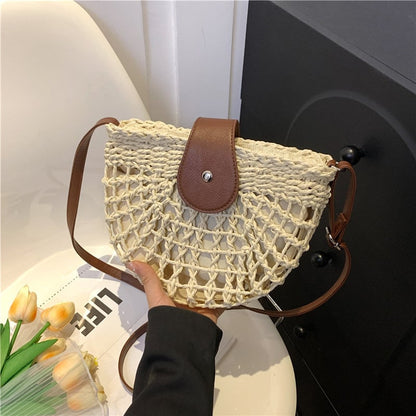 🔥49% OFF✨Women's Boho Semicircular Shape Hollow out Straw Bag