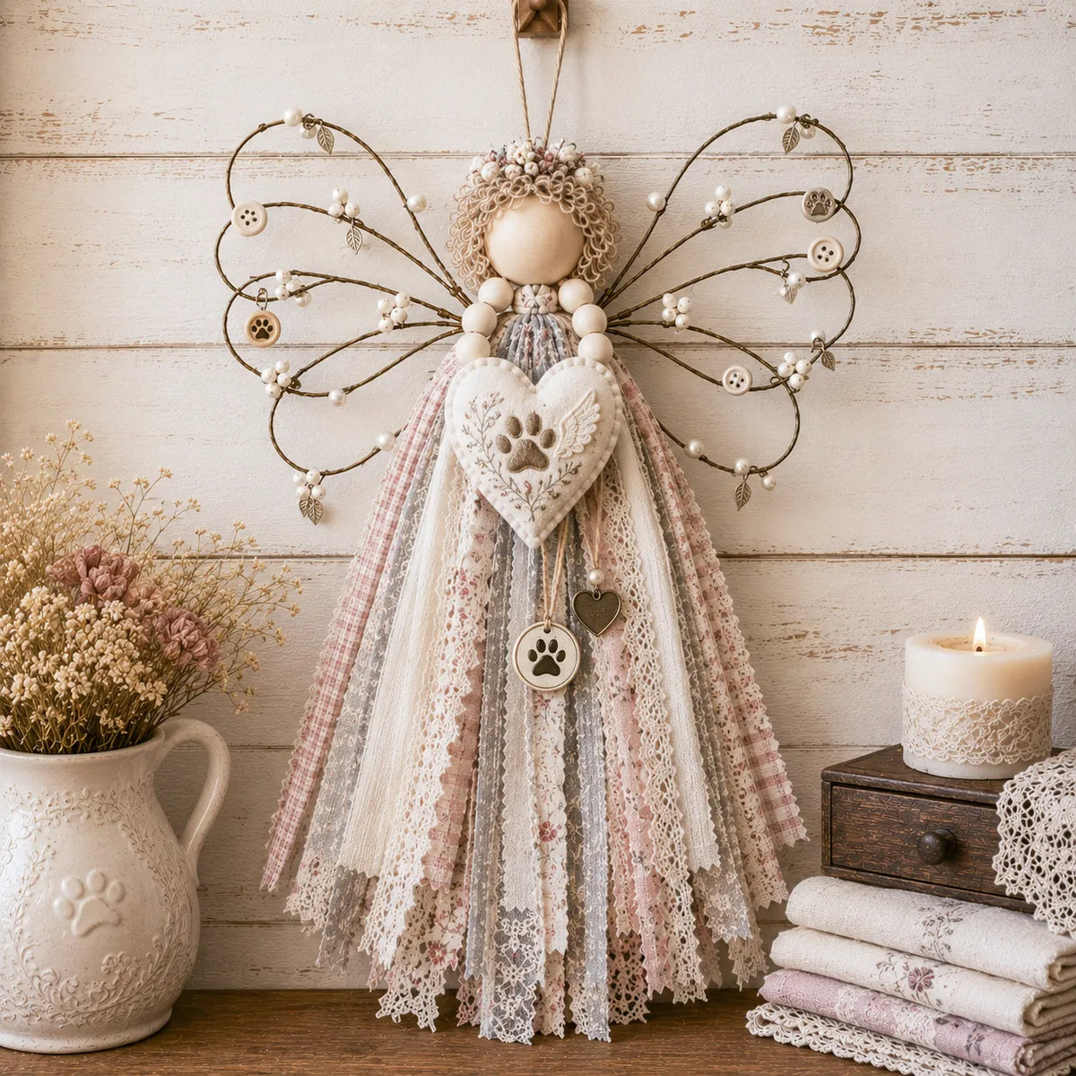 🔥This Week 50% OFF - Angel Fabric Hanging DIY Kit - Stitch a Little Blessing That Stays Forever