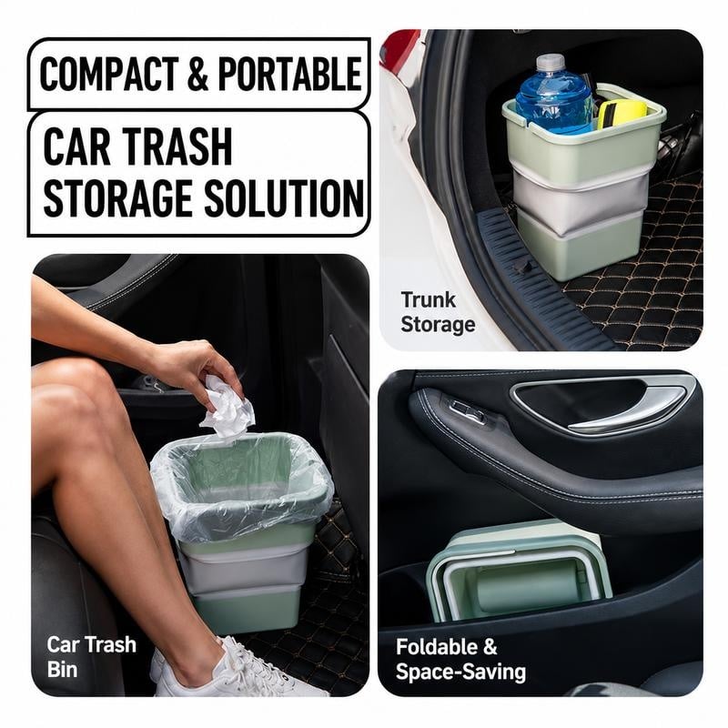🚗Collapsible Car Trash Can with Hidden Trash Bag Storage