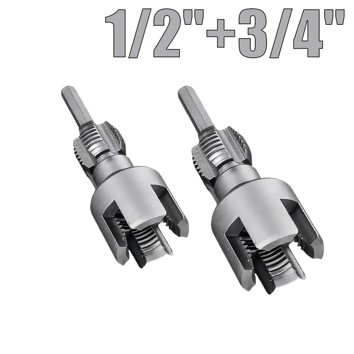 💯Drill-Powered Pipe Thread Cutting Bit — Internal & External Threading for 1/2' & 3/4' Plastic Pipes
