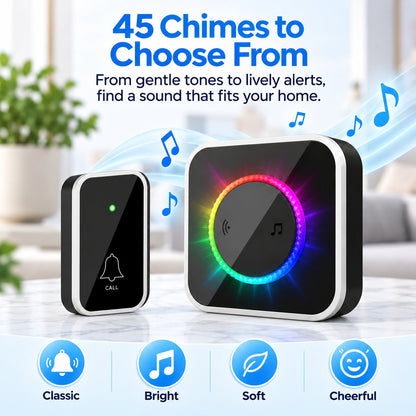🔔 Wireless Doorbell with Colorful Flash Alert