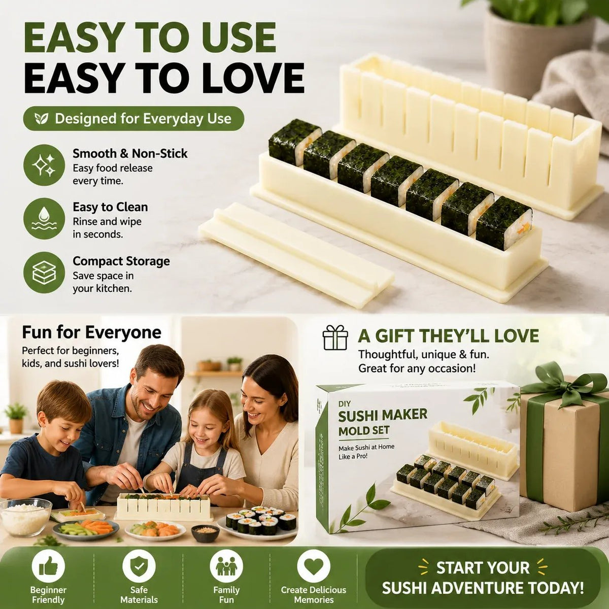 🍣Sushi Maker Mold – Perfect Homemade Rolls Made Easy