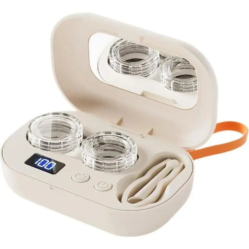 Ultrasonic Rechargeable Contact Lens Cleaner with Vanity Mirror