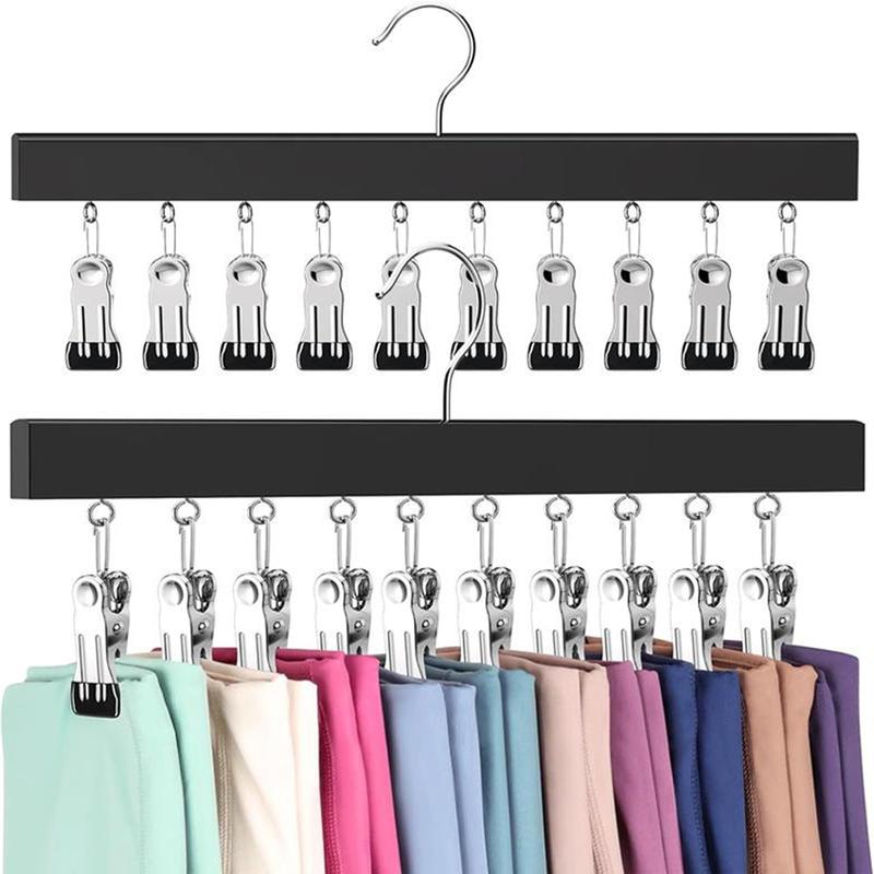 Semi-enclosed wooden hat rack with 12 stainless steel clips