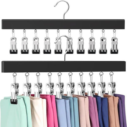 Semi-enclosed wooden hat rack with 12 stainless steel clips