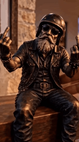 ⏳ Last Day 49% OFF – 🏍️ Old Biker Soul Shelf Sitter | 5 Rustic Rider Designs with Antique Bronze-Look Finish 🤎