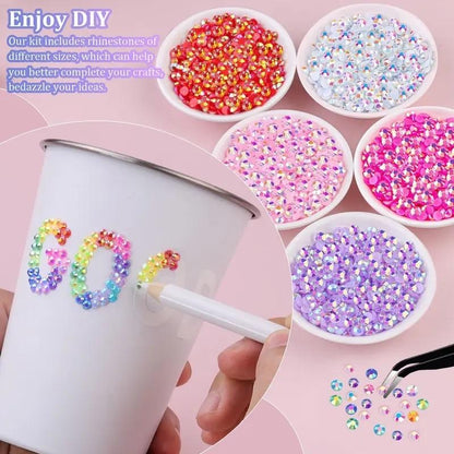 40,000 rhinestones in 40 colors, 3mm jelly-like flat bottom, sparkling set