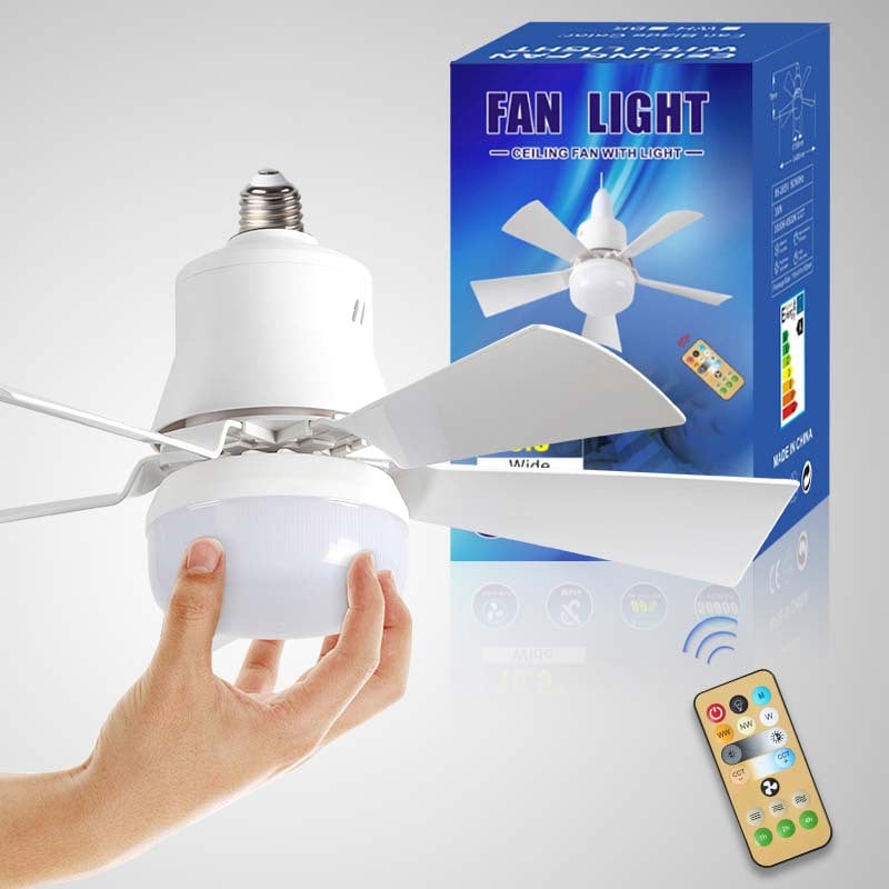 🎁 Ventilador de techo portátil 2 en 1 con luz (incluye control remoto)