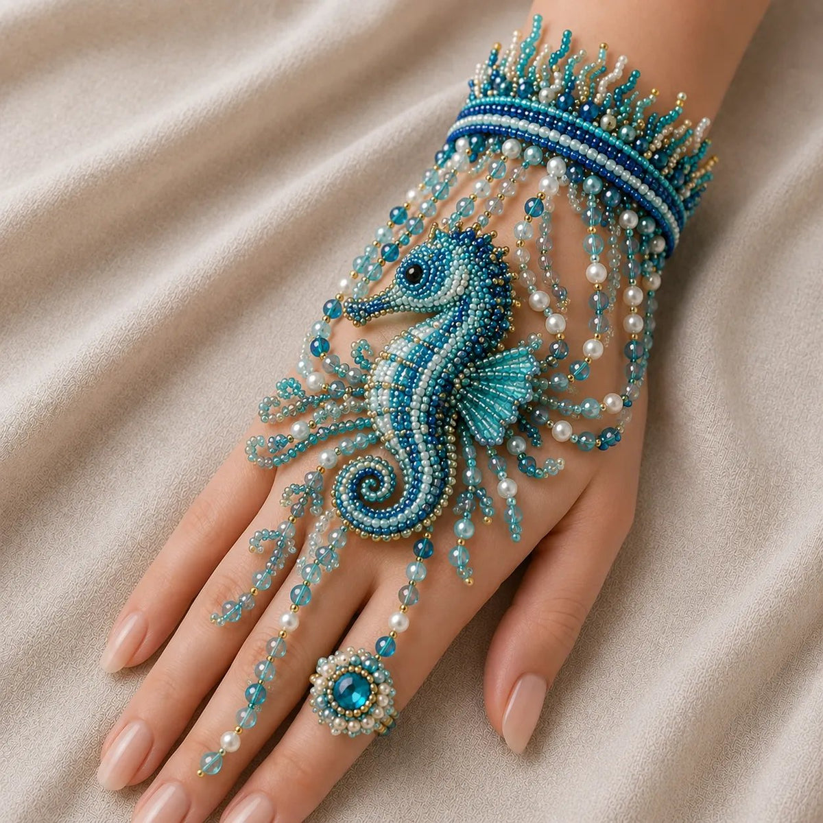 🔥 LAST DAY 49% OFF – 🌊 DIY Ocean Beaded Hand Bracelet Kit | Create Sea-Inspired Wearable Art with Colorful Beads, Ocean Charms & Jewelry Details 🐚💎✨