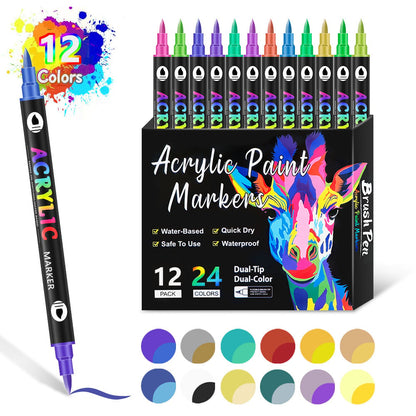 🔥Last Day Promotion-49%OFF - Dual Tip Acrylic Paint Pen Marker - 24/48Colors