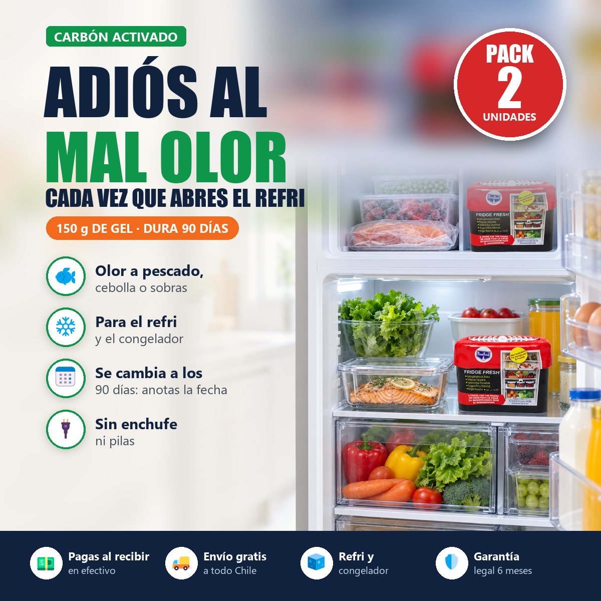Pack 2 Absorbe Olores para Refri | Adiós al Mal Olor al Abrirlo | Envío Gratis
