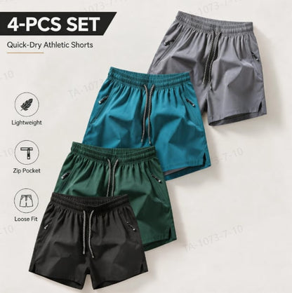 🔥🎁Ice Silk Quick-Dry Athletic Gym Shorts 4-Piece Pack – Unrestricted Breathable Comfort