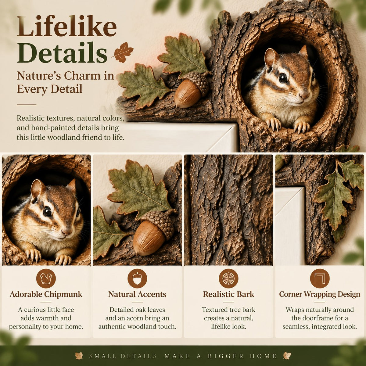 ⏰Limited Time 50% OFF 🐿️ 2D Chipmunk Tree Hollow Door Topper | Woodland Animal Doorway Decor For Cozy Nature Homes