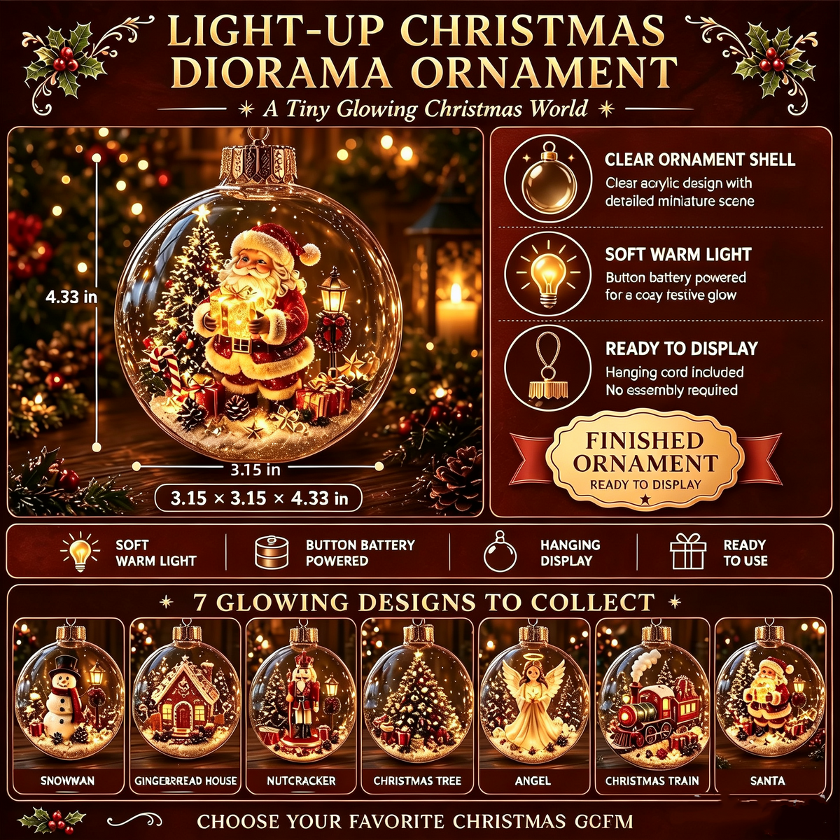 49% OFF This Week Promotions🎉🎉Glowing Christmas Diorama Ornament