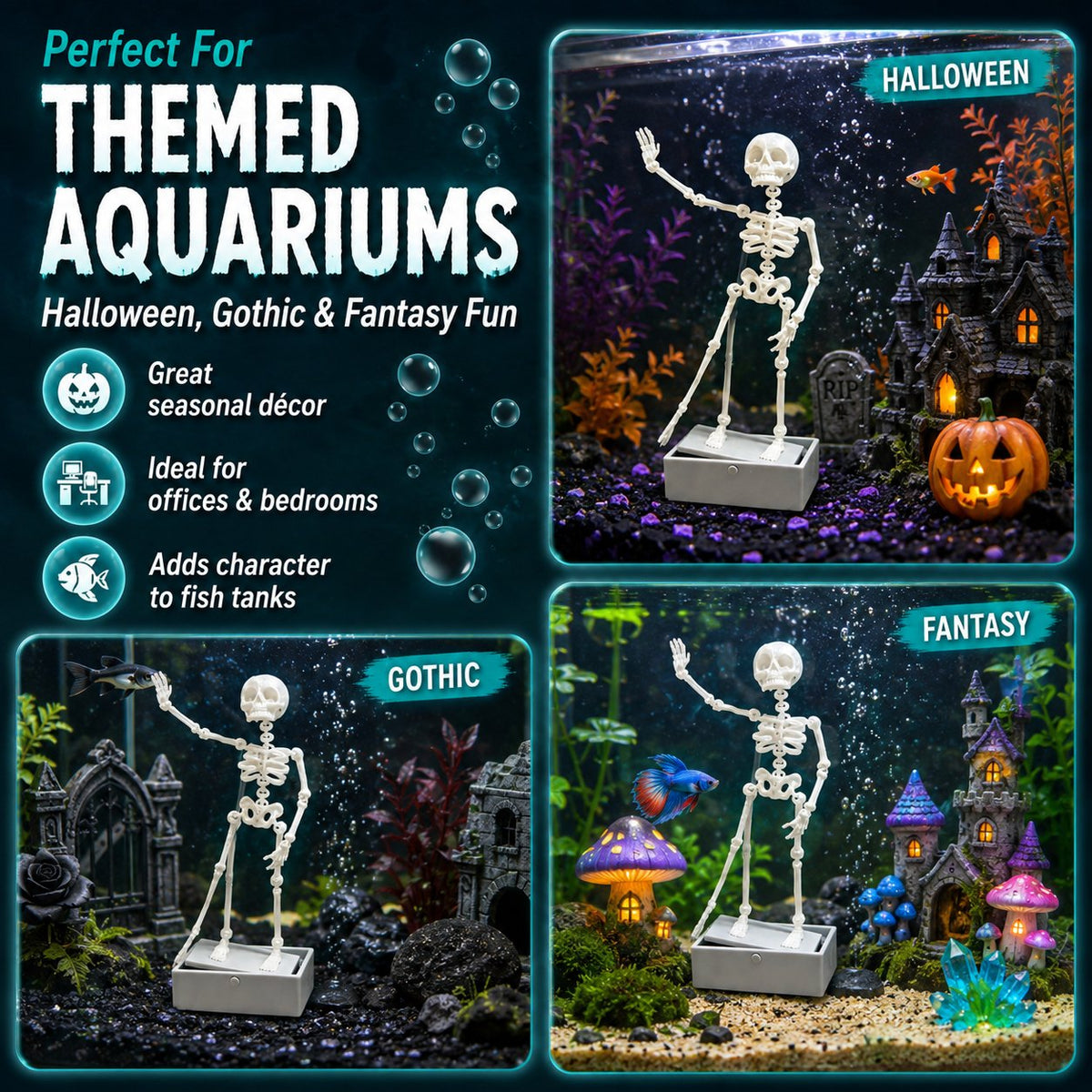 Air-Driven Dancing Skeleton Aquarium Ornament
